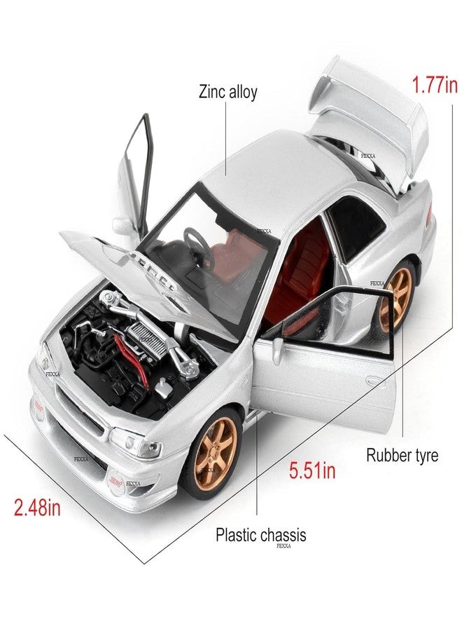 FEXXA سيارة FEXXA 1/32 متوافقة مع سيارة سوبارو إمبريزا WRX STI النموذجية، لعبة سيارة قابلة للتحصيل تعمل بالسحب للخلف مصنوعة من المعدن المصبوب مع أصوات وأضواء للأطفال والأولاد والبنات والكبار، هدية (فضية) - Image 3